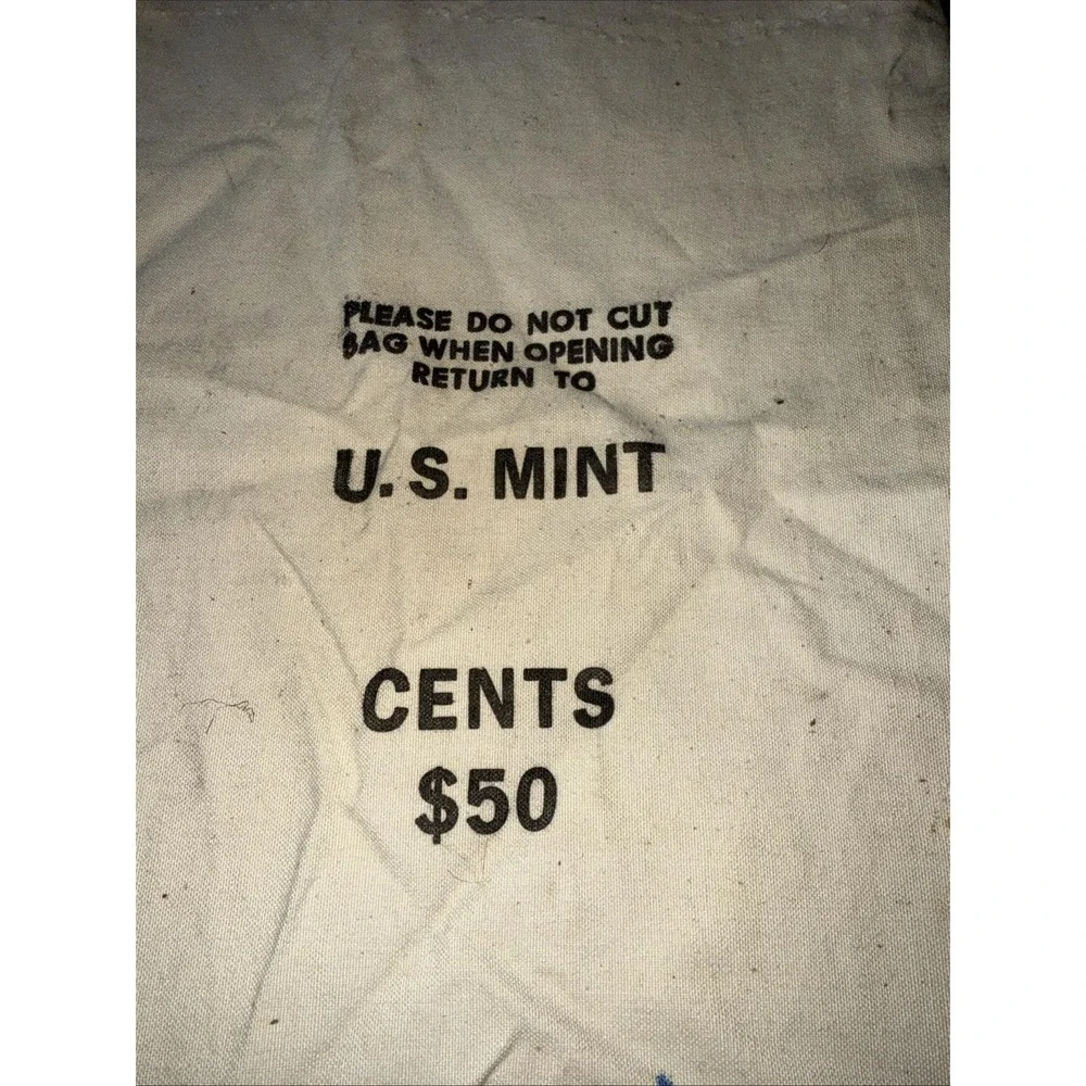 Vintage US Mint Bank Canvas Cloth Coin‎ Money Bag Cents $50 Empty 1988 (5253)